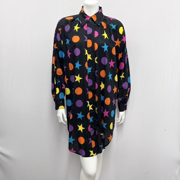 Vintage Viewpoint by Gottex Shirt Long Sleeve Stars & Circles Very Cool Size M - Picture 1 of 5